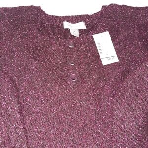 Christopher & banks Purple Knit Sweater with Button Detail